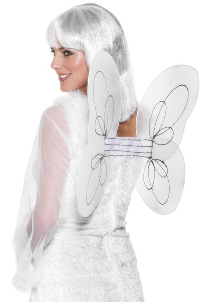 Angel Glitter Wings, White & Silver